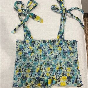 LoveShackFancy Blue and Yellow Floral Camisole